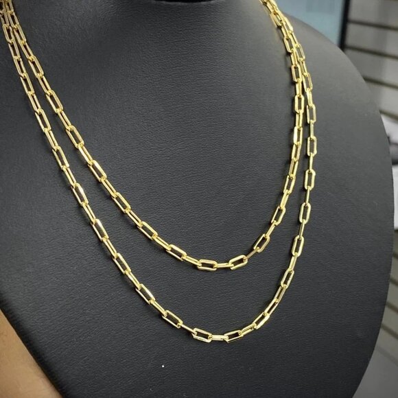 Women's Paper Clip Chain 14K GF Cadena Paper Clip Mujer Chocker Necklace Fashion - Picture 9 of 9